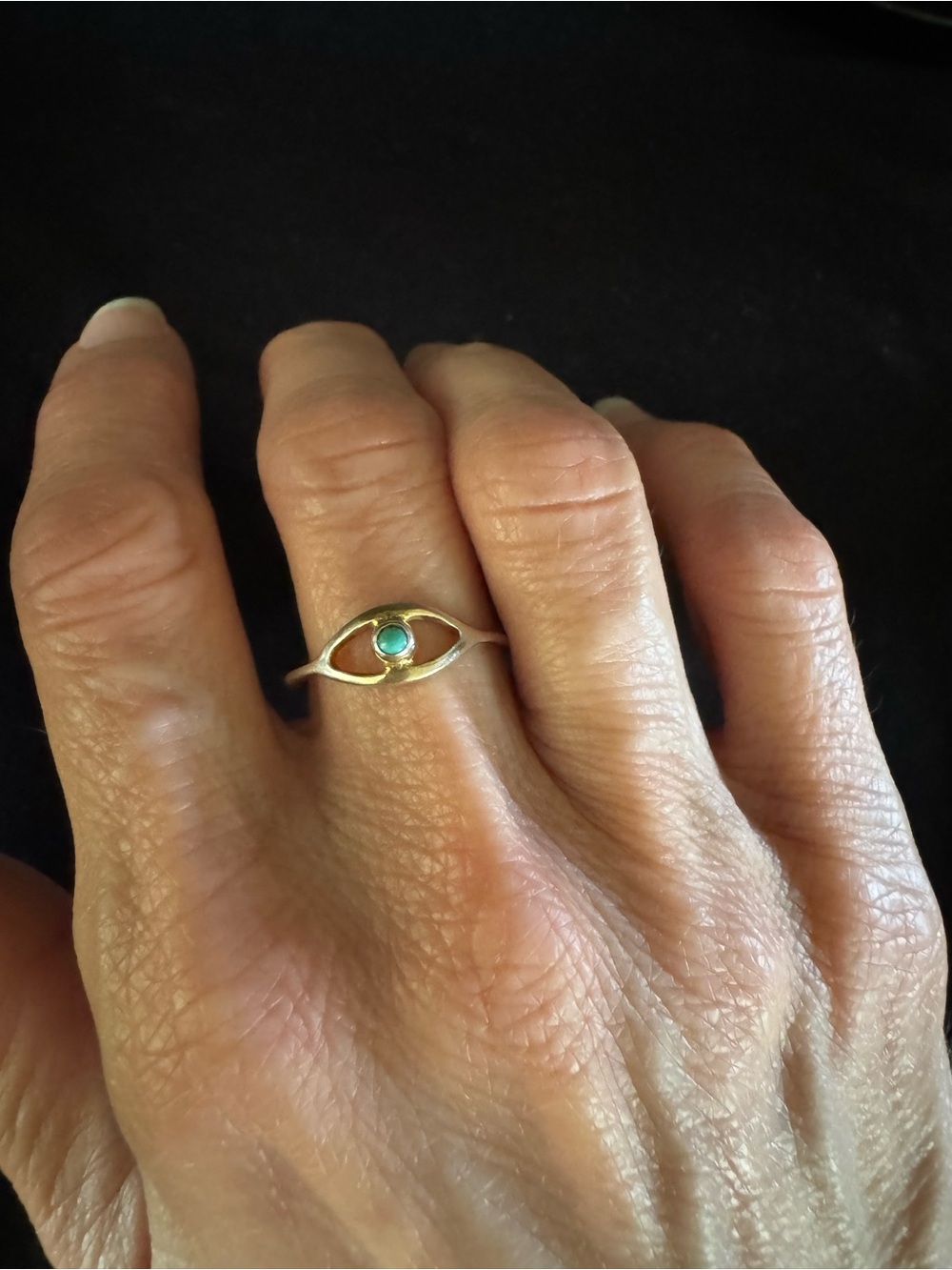 Pura Vida Turquoise Evil Eye Ring - Gold Vermeil - Size 7.5 - Picture 5 of 5